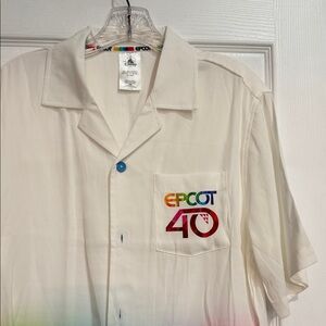Disney White Epcot 40 Casual Button Down Shirt